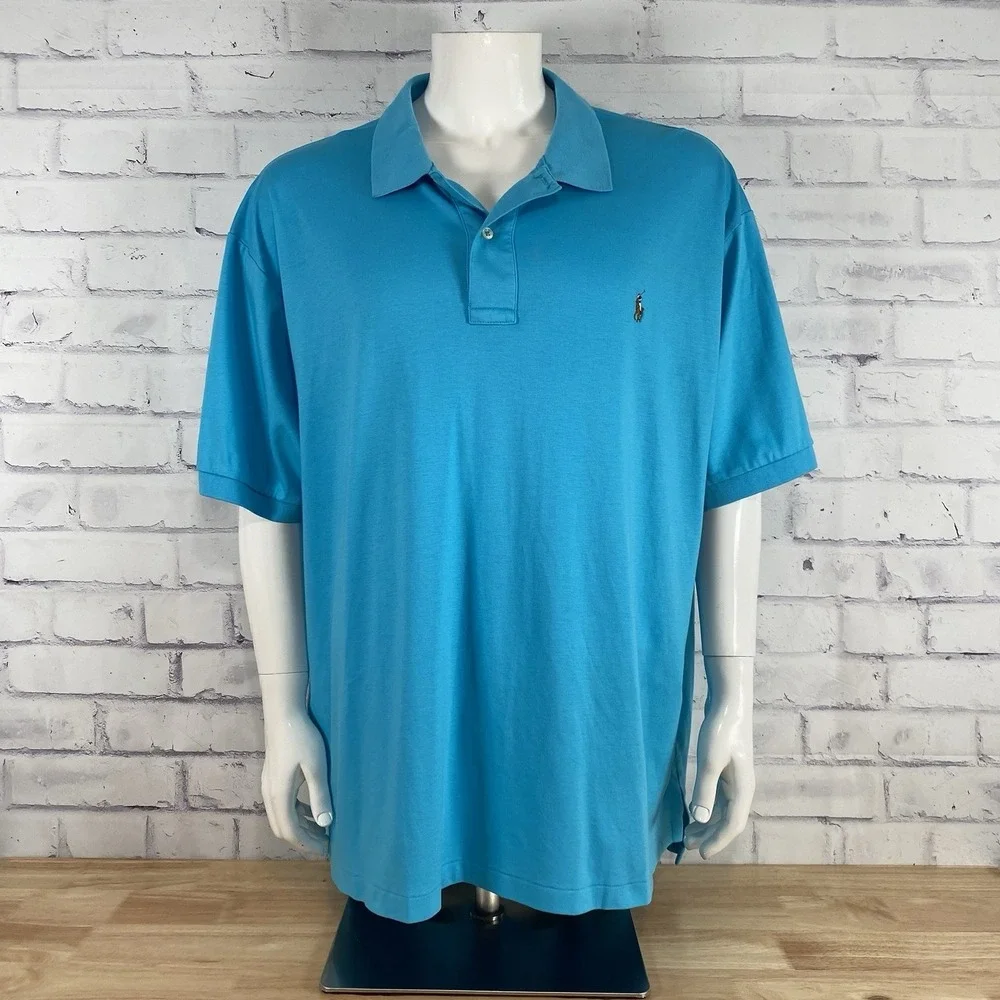 Polo Ralph Lauren Shirt Men's 3XB Big Polo Shirt Pima Soft Touch Blue S/S